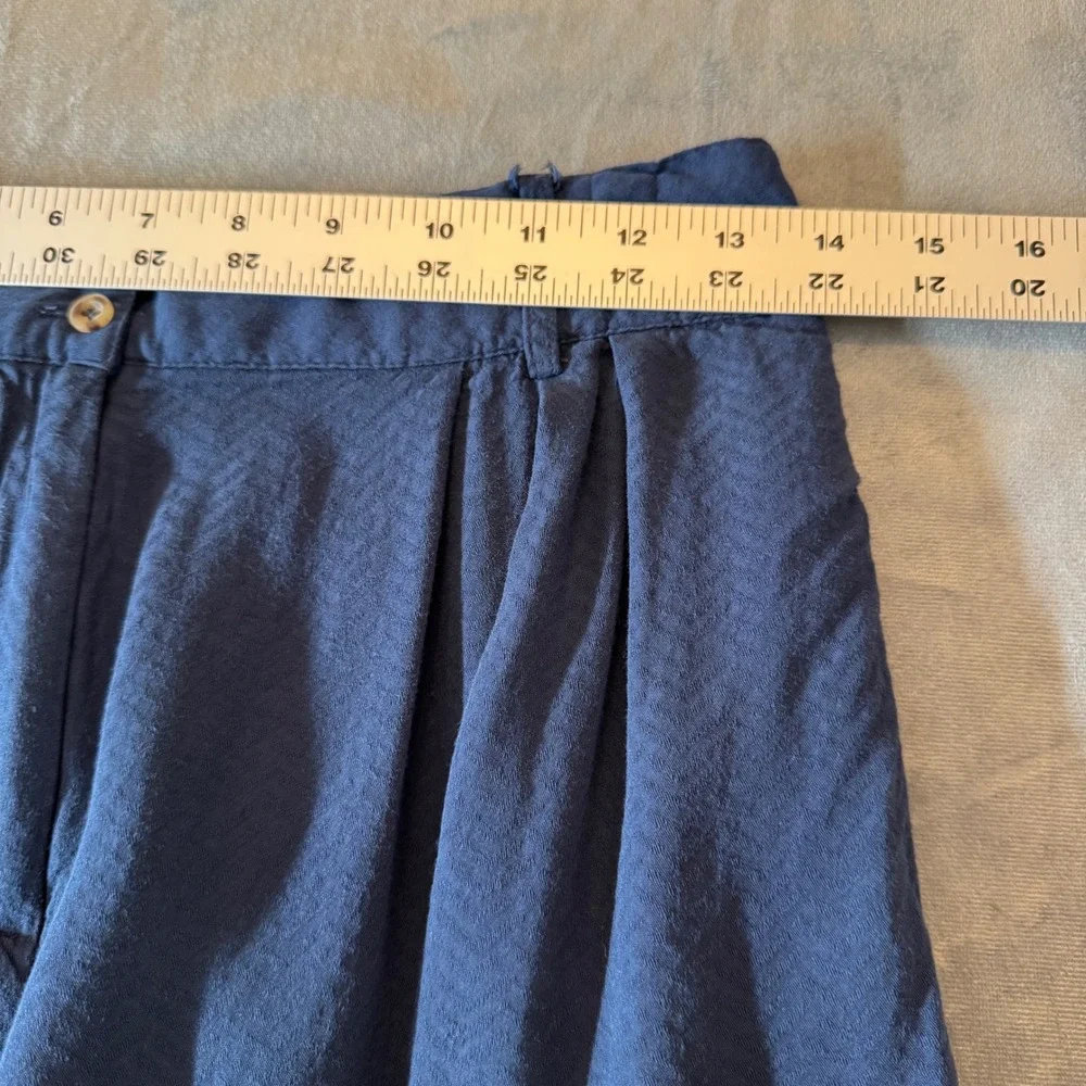 The Odells Womens Pleated High Waisted Shorts S Navy Pleated Herringbone Retro